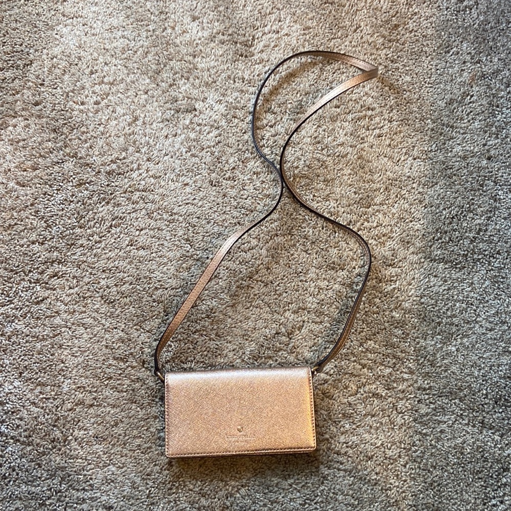 Kate Spade rose gold, wallet bag.